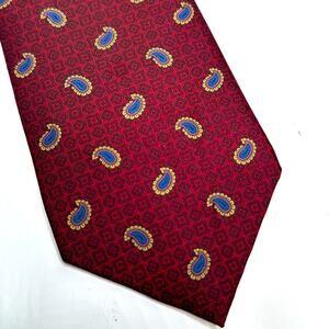 Liberty of London Red Blue Paisley Geometric Silk Tie